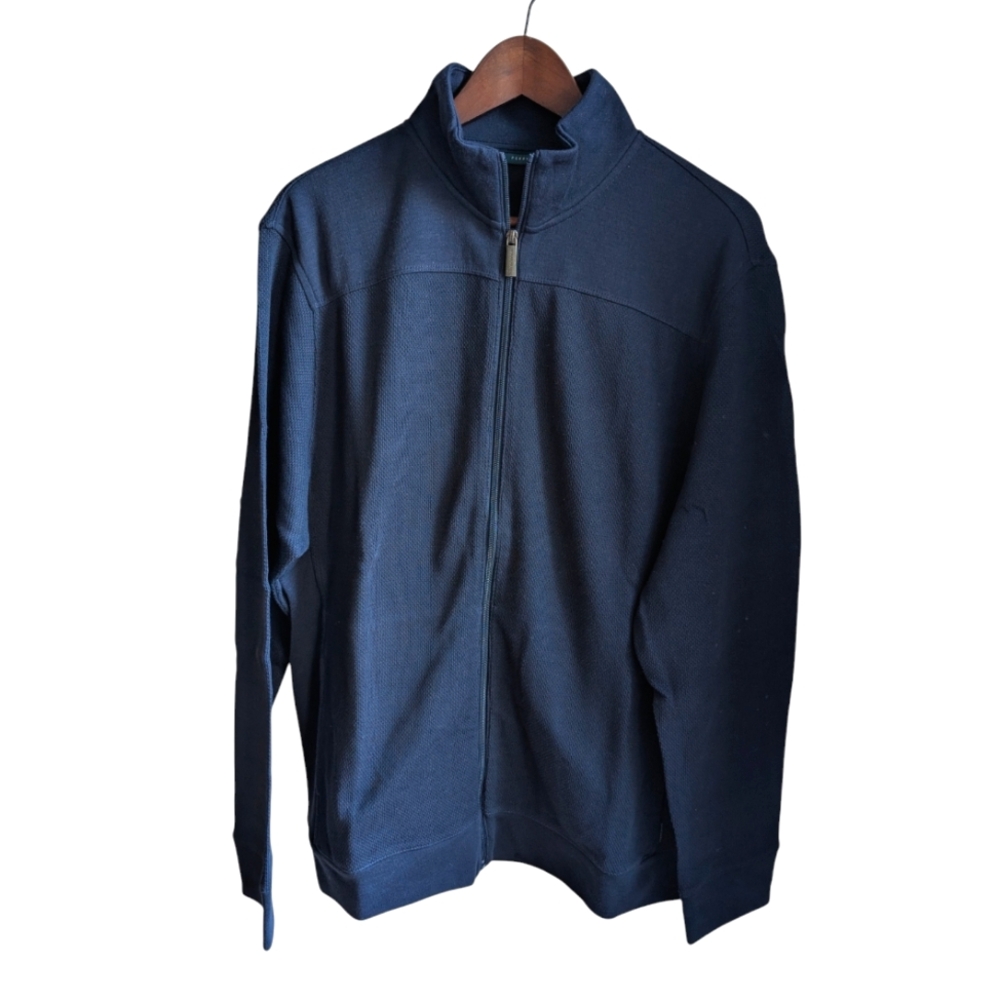 Perry Ellis Mens XL Sweater Cardigan  Full Zip Up (Bundle of 2 - Navy & grey)